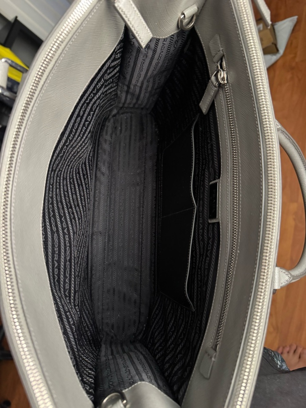 Prada Galleria |  Silver-Gray Saffiano Leather Structured Satchel - Picture 9 of 13